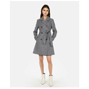 Express Double-Breasted Belted Grey Trench